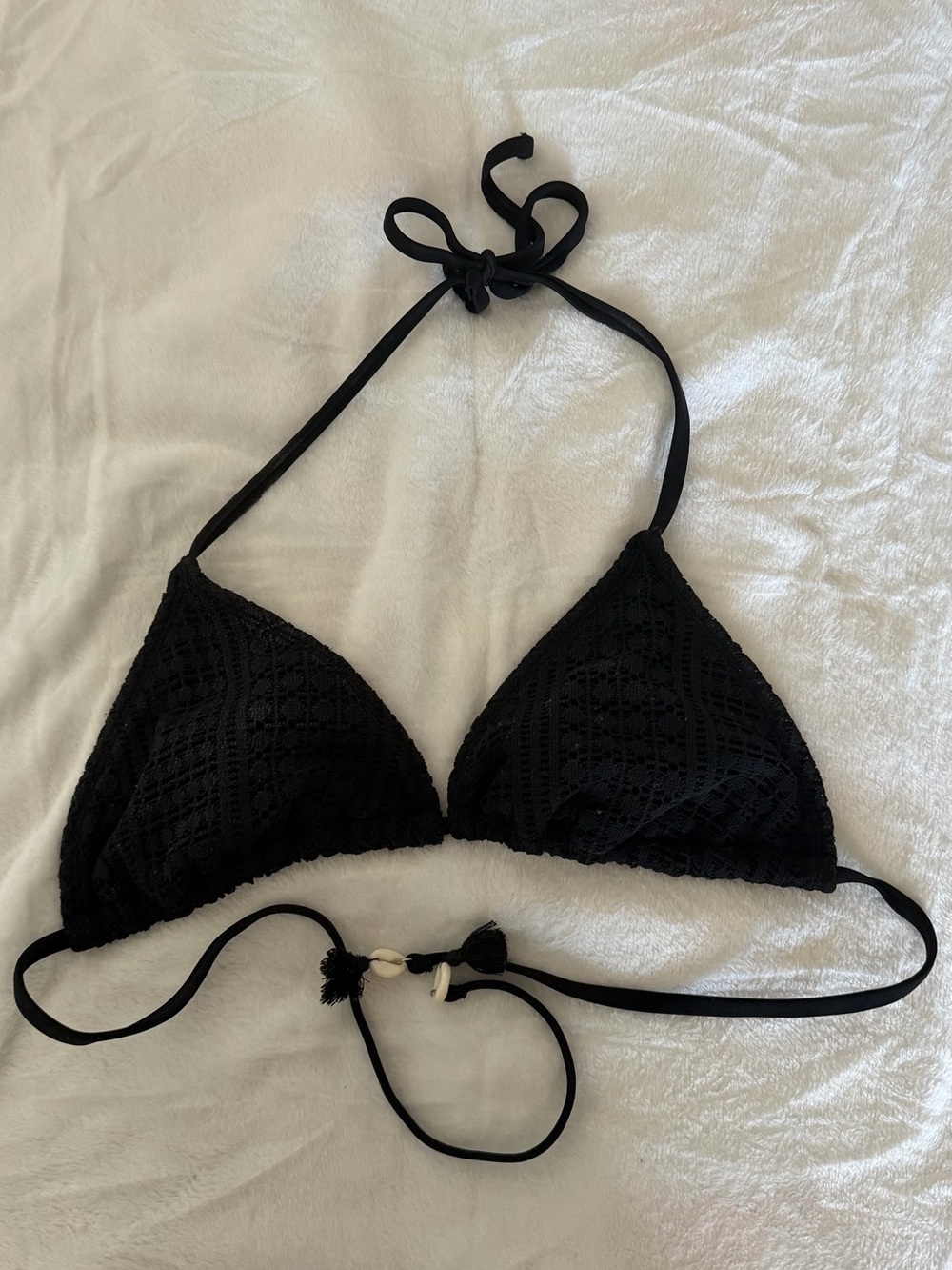 wild fable Black Crochet Triangle Bikini Top